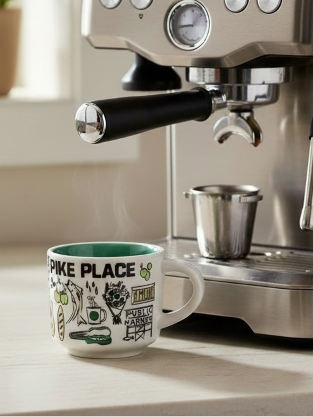 STARBUCKS Pike Place BEEN THERE Pin Drop Collection Espresso Demitasse Cup 3 Oz